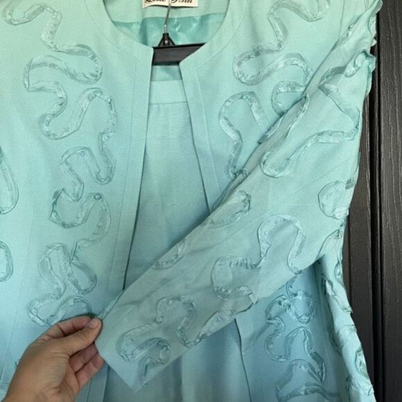 Vintage Lilli Ann 2 Piece Teal Jacket and Skirt Set - Picture 5 of 16